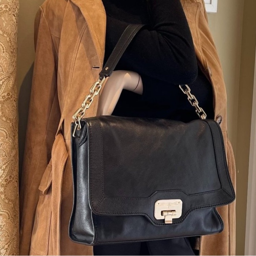 Cole Haan - Black Leather and Gold-Tone
Hardware Handbag